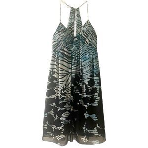 VTG BCBGMAXAZRIA Mini Dress Size 2 Blue Animal Print Summer Beach Yatch Party